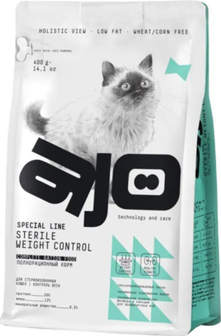 AJO 400г. Cat Sterile Weight Control корм для Стерилизованных кошек Контроль веса