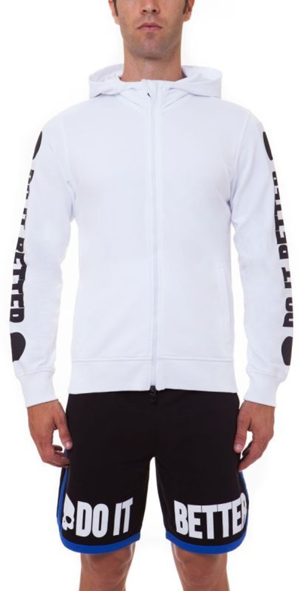 Мужская кофта теннисная Hydrogen Do It Better FZ Hoodie - white