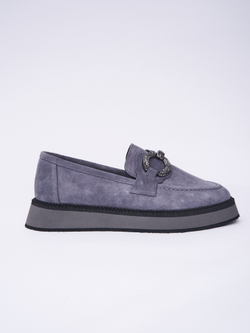 Лоферы замшевые серые