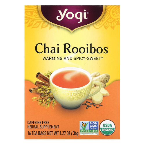 Yogi Tea, чай ройбуш, без кофеина, 16 чайных пакетиков, 36 г (1,27 унции)