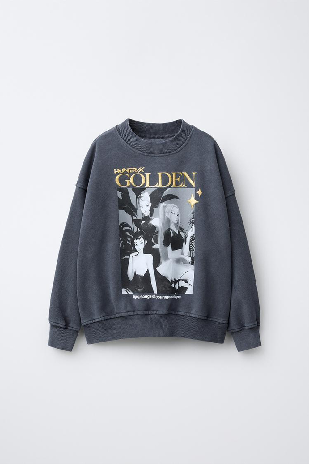 ZARA ТОЛСТОВКА С ЭФФЕКТОМ ПОТЕРТОСТИ KPOP DEMON HUNTERS™ NETFLIX ©, АНТРАЦИТОВО-СЕРЫЙ