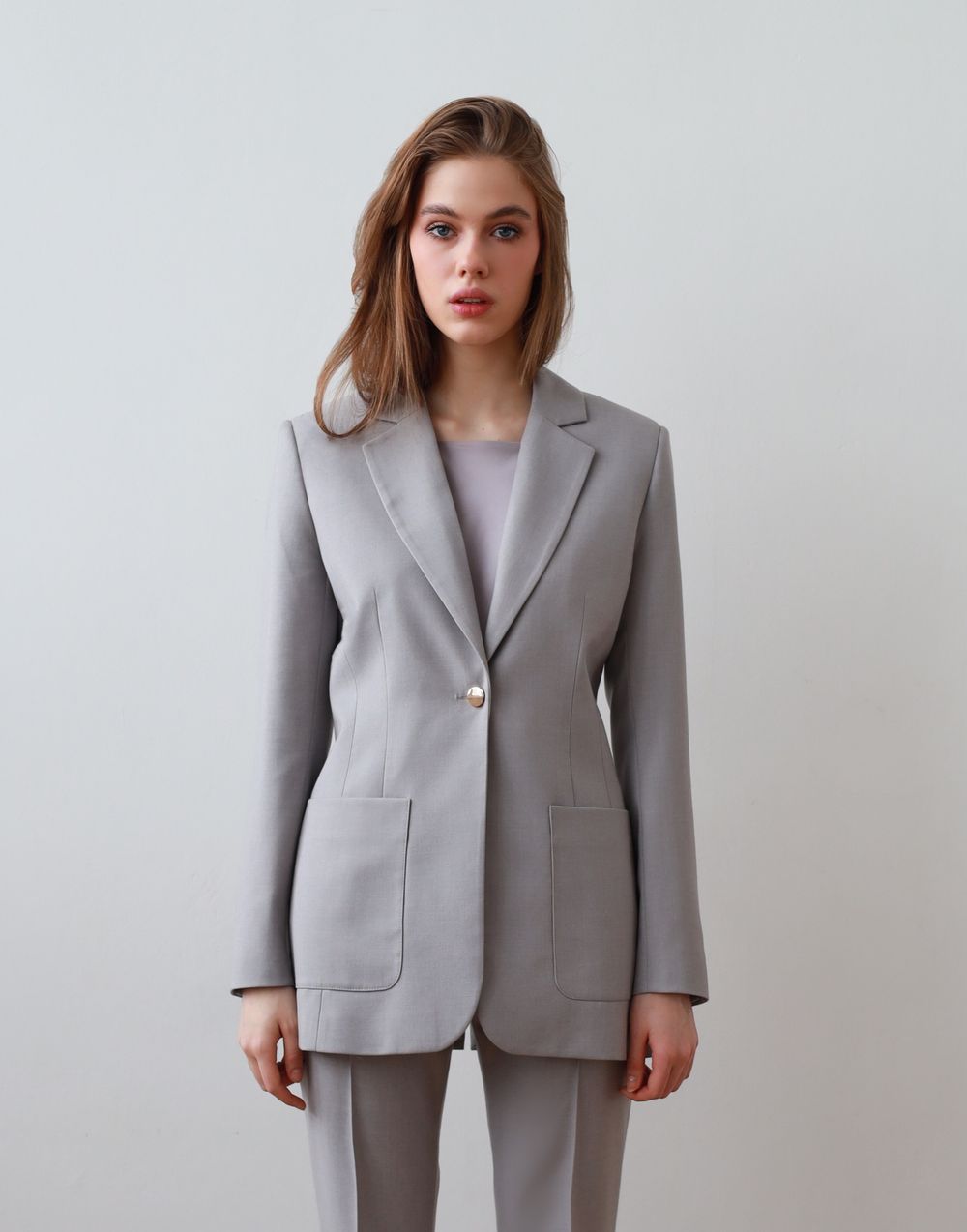 Пиджак полуприлегающий серый из итальянской вискозы