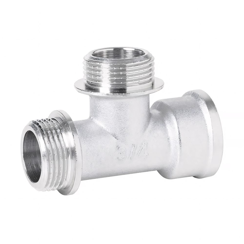 Тройник лат. 1/2" вн./нар./нар. никель.