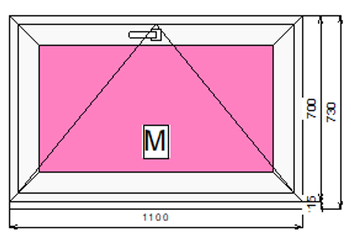 Пластиковое окно 700 х 1100 фрамуга (форточка) ТермА Эко + Москитная сетка