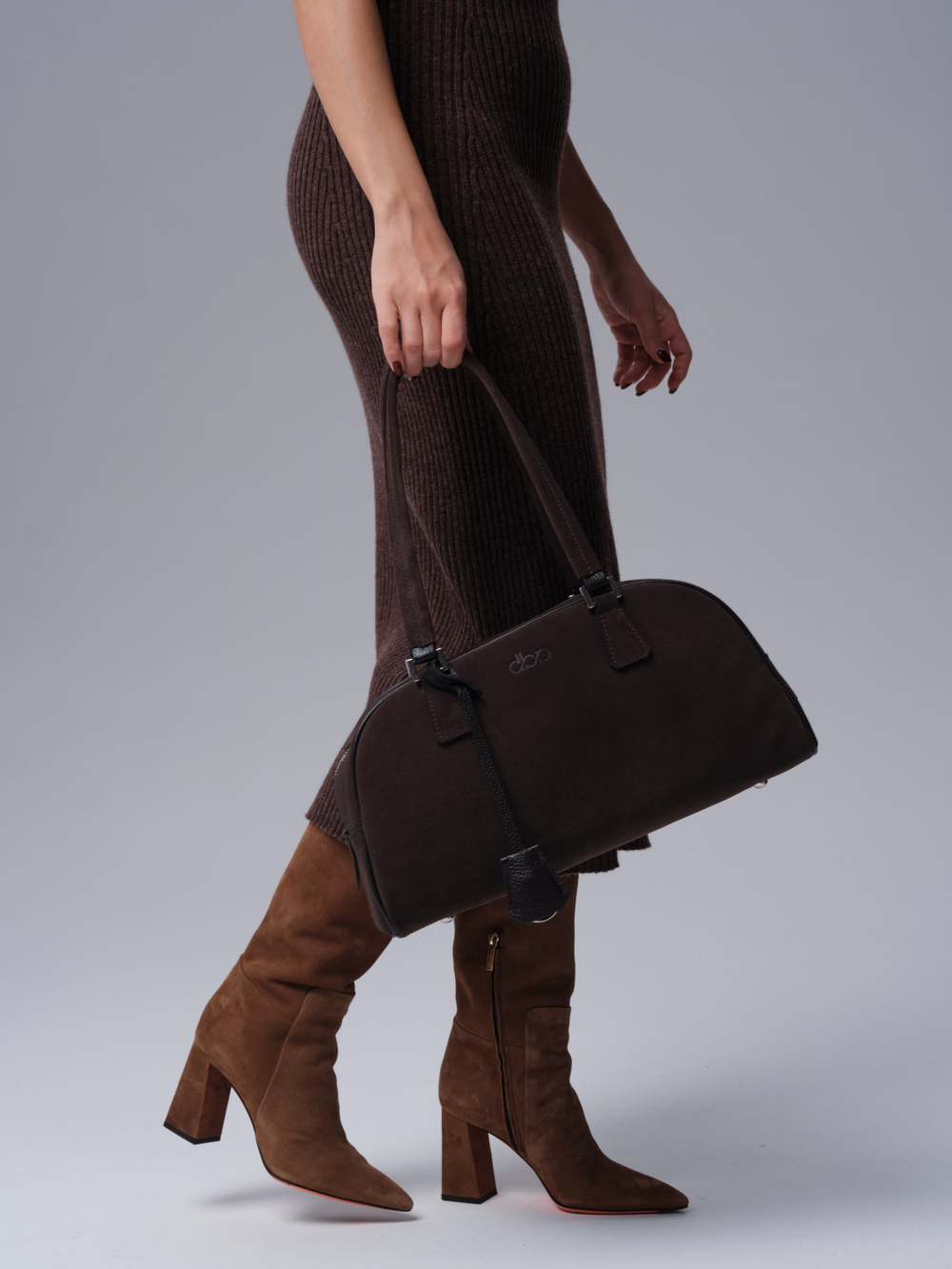 Замшевая сумка DBR 31358 темно-коричневый велюр