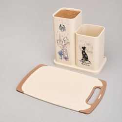 НАБОР AGNESS ИЗ ПОДСТАВКИ И ДОСКИ, СЕРИЯ "LAVENDER CATS"