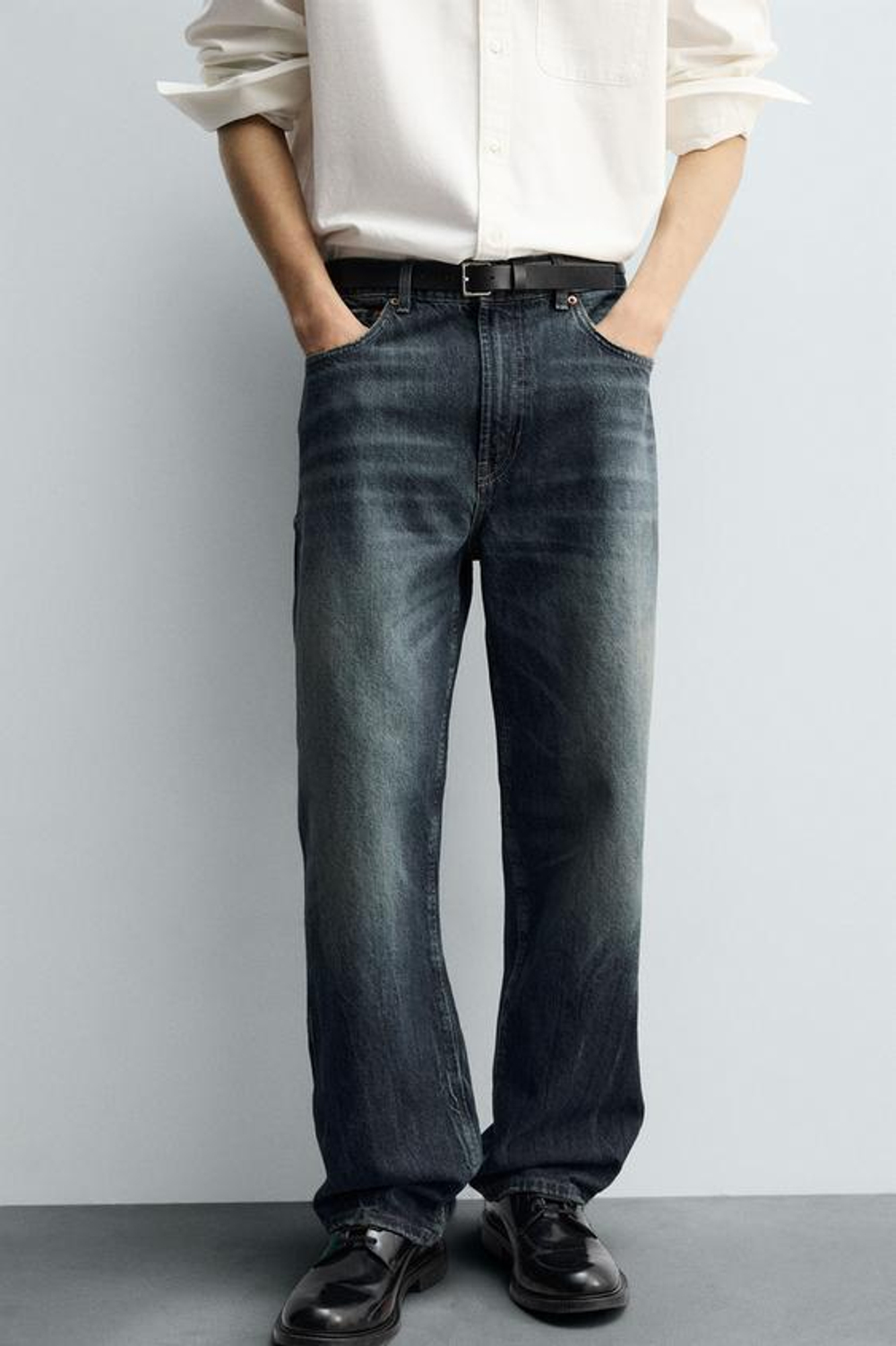 ZARA ДЖИНСЫ ПРЯМОГО КРОЯ RELAXED FIT, СИНИЙ