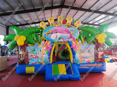 Коммерческий батут "В гостях у дельфинов", 10*5*5 м, с окнами