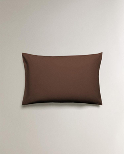 ZARA HOME (200 НИТЕЙ) НАВОЛОЧКА ИЗ ПЕРКАЛЯ, ШОКОЛАДНО-КОРИЧНЕВЫЙ