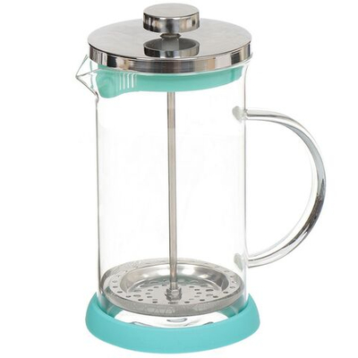 Френч-пресс 0.6 л, стекло, металл, силикон, бирюз
