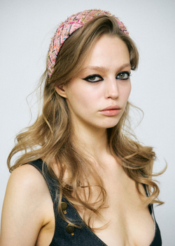 Ободок твидовый розовый