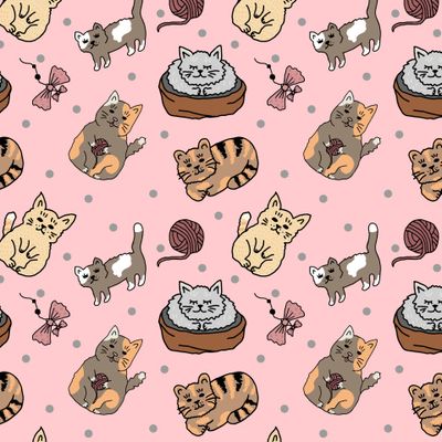 Котики на розовом фоне