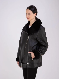 Дубленка женская натуральная авиатор зимняя оверсайз Турция