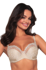 Бюстгальтер с мягкой чашкой, мелкими цветами и вышивкой (Размер: 65I) (Цвет: телесный)