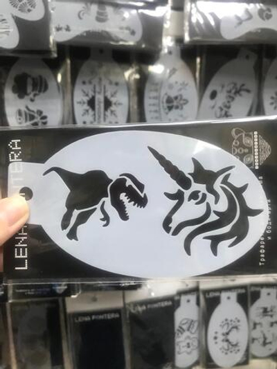 Трафарет для аквагрима "Единорог и Динозавр" 8*13