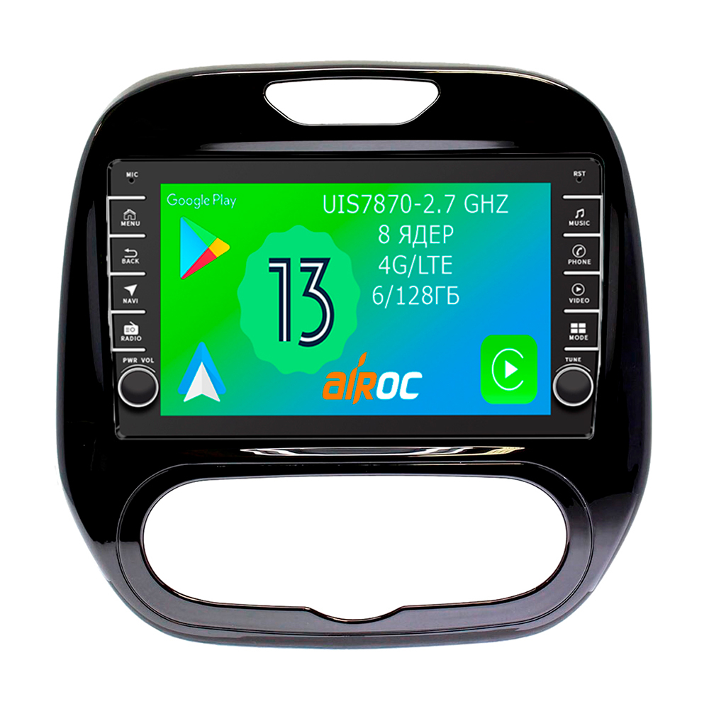 Магнитола для Renault Kaptur 2016+ (климат) - Airoc AB-3004A (кнопки и крутилки), Android 13, TS20, 6/128Гб, SIM-слот, CarPlay