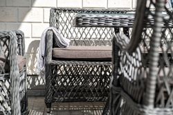 "Катания" обеденная группа плетеная на 6 персон, цвет графит