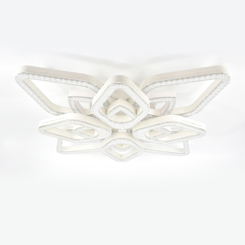 Потолочный светодиодный светильник 150Вт, 9045лм, 3000-6000K, Ra>80, плавная регулировка мощности, изменение цветовой температуры, пульт, металл/акрил, белый