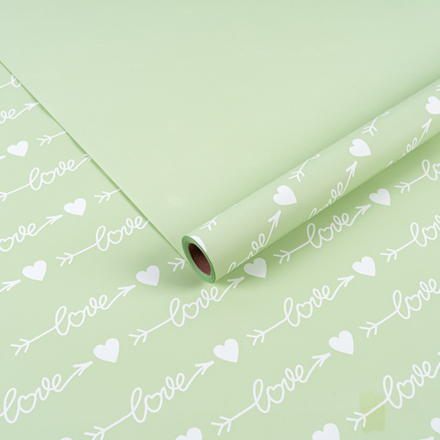 Пленка матовая "Любовь-это..." Зеленый чай 57см*10м