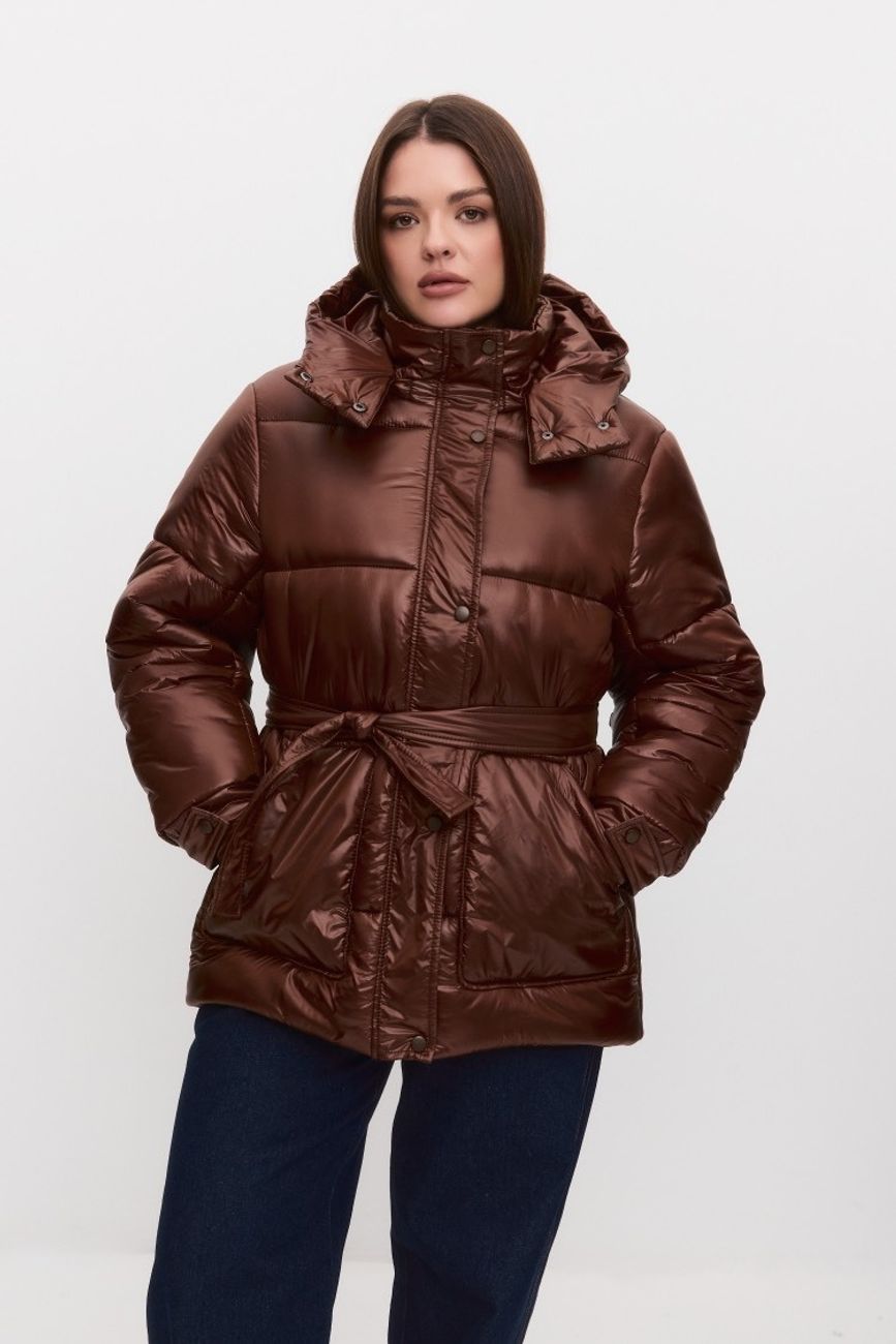 Куртка стеганая удлиненная, шоколад