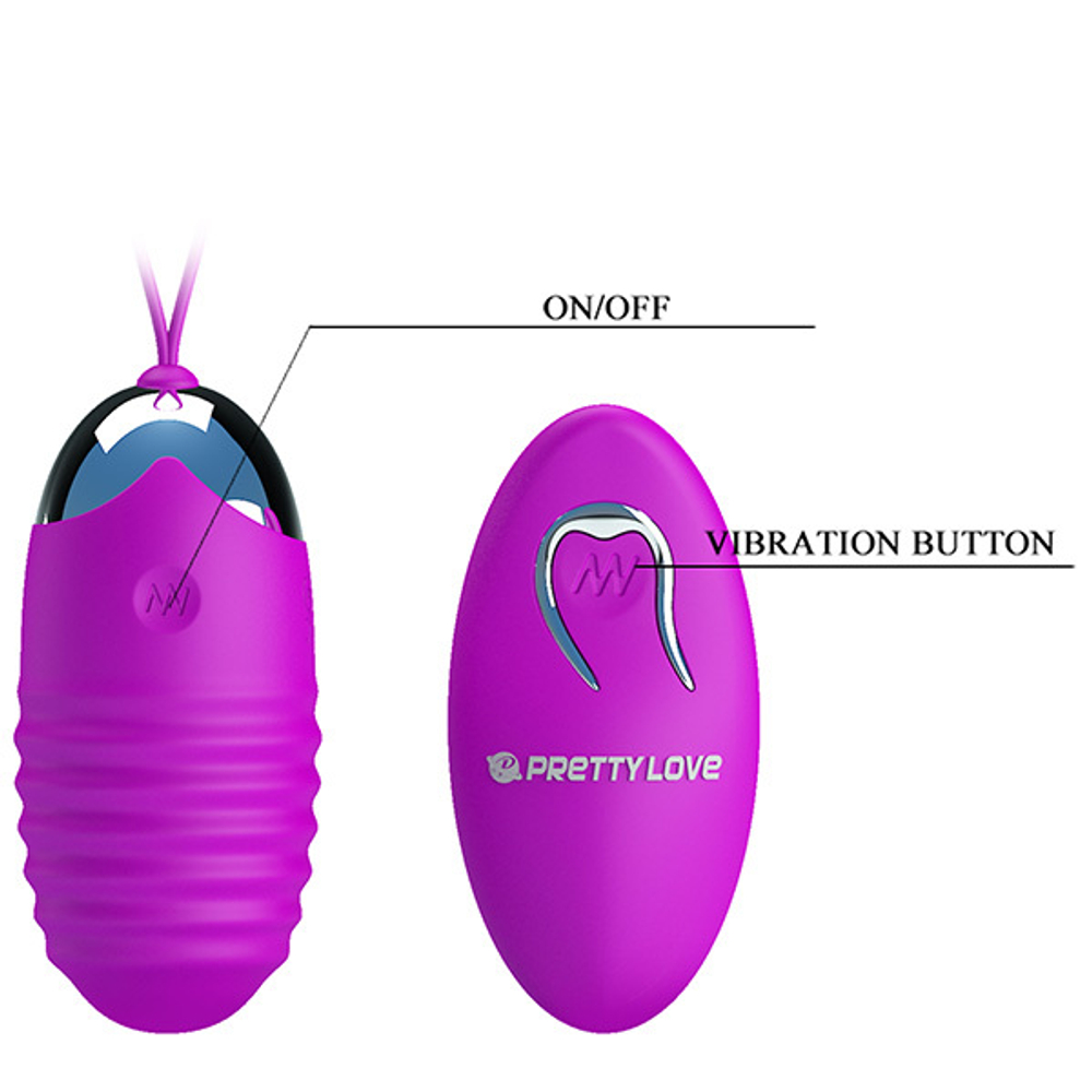 Лиловое ребристое виброяйцо с пультом ДУ Pretty Love Jessica BI-014362W-3