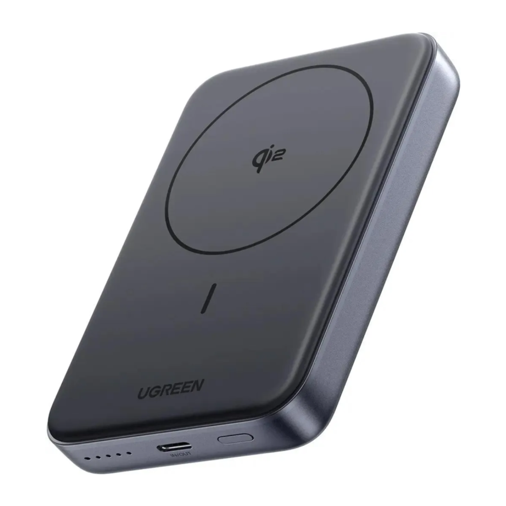 Внешний аккумулятор MagSafe Ugreen (Qi2) (10000 мА·ч) (PB761) Беспроводная зарядка: Qi 15 Вт. Проводная зарядка: USB-C. Сертификация Qi2. Есть LED-индикация, поддержка PD 3.0, QC 3.0, PPS, SCP и FCP. Энергоёмкость — 36 Вт·ч. Максимальная выходная мощность