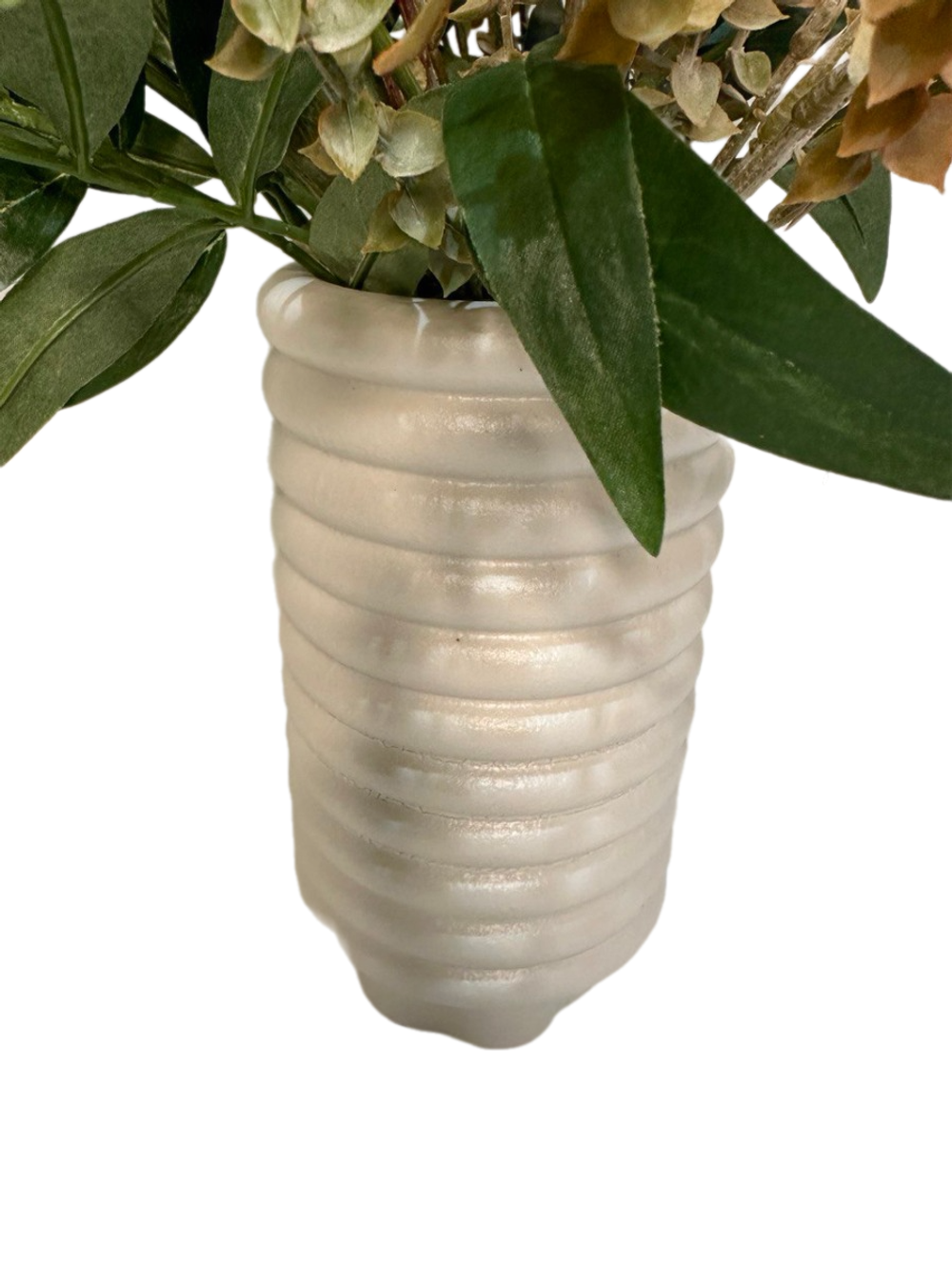 Букет гревиллеи желтой с маком в керамической белой вазе, в-52 см