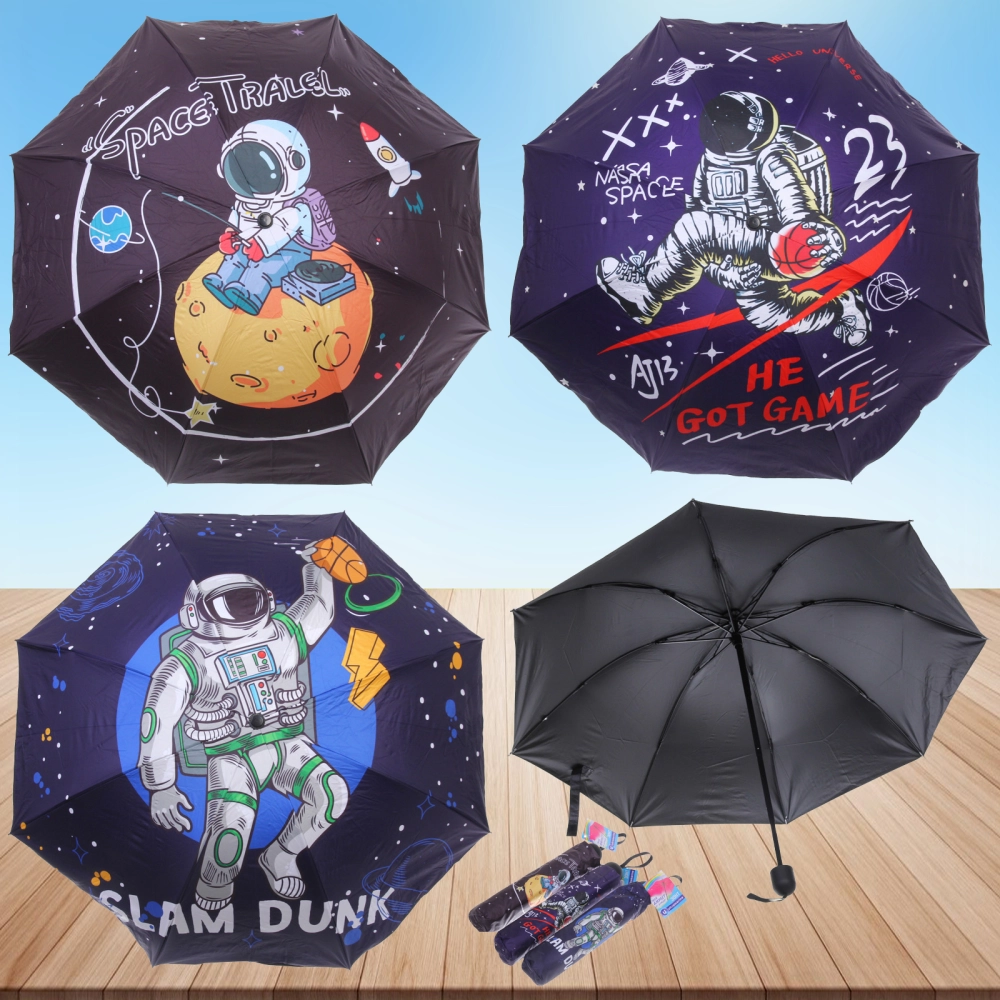 Зонт механический ветроустойчивый, матовая ручка «BESTzontik - Kosmos», микс 4 дизайна, длина 25см, d-110см