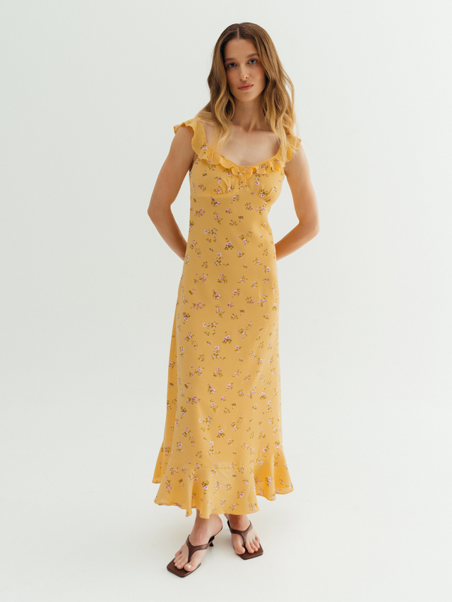 Платье-миди с флоральным принтом