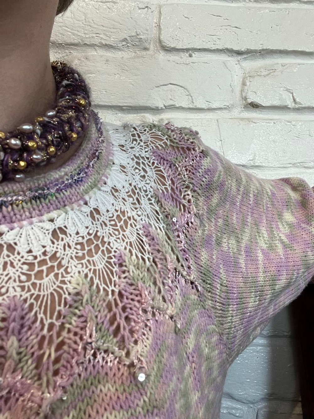 Тесьма кружево для кокетки и вязания Павлиний хвост