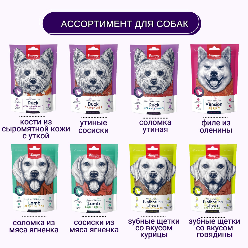 Wanpy Dog утиная соломка 100 г