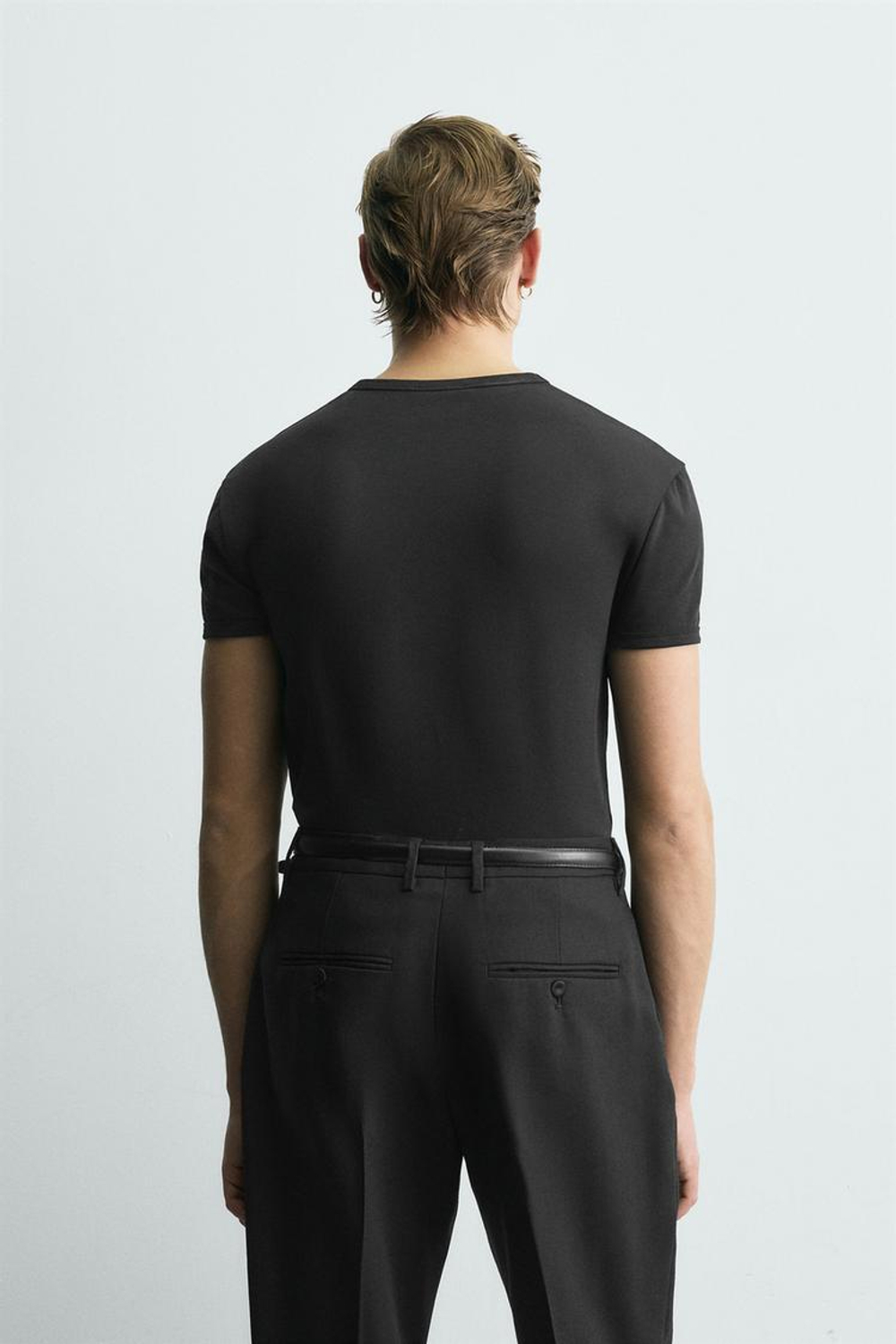 ZARA ФУТБОЛКА MUSCLE TEE FIT, ЧЕРНЫЙ