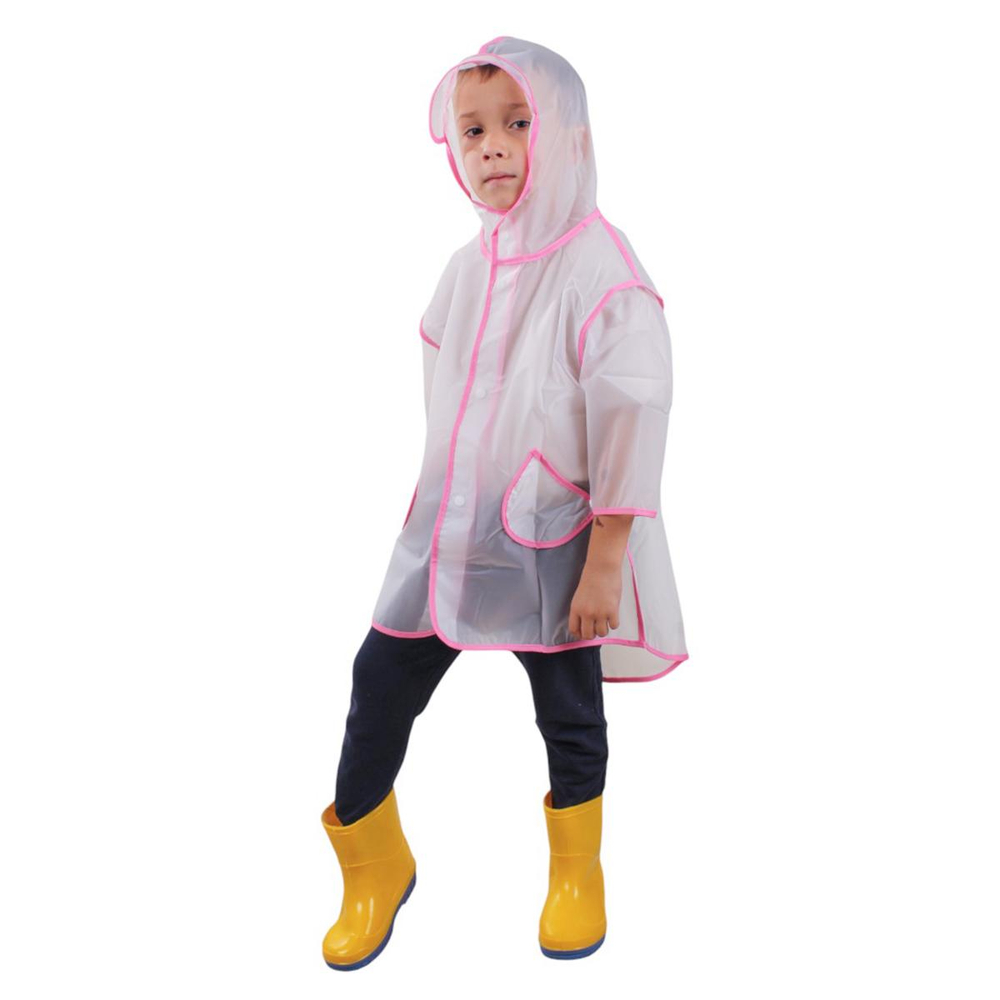 Дождевик с капюшоном, розовый, размер S