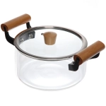 Кастрюля из боросиликатного стекла 2,5л «Хай-Тек» с деревянными ручками