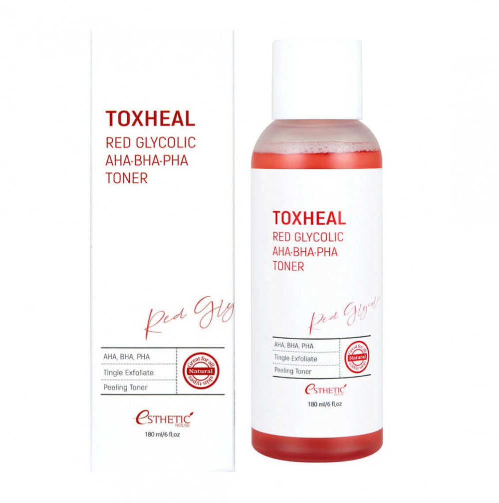 [Esthetic House] Toxheal Red Glycolic AHA, BHA, PHA toner - Тонер для лица, 180 мл