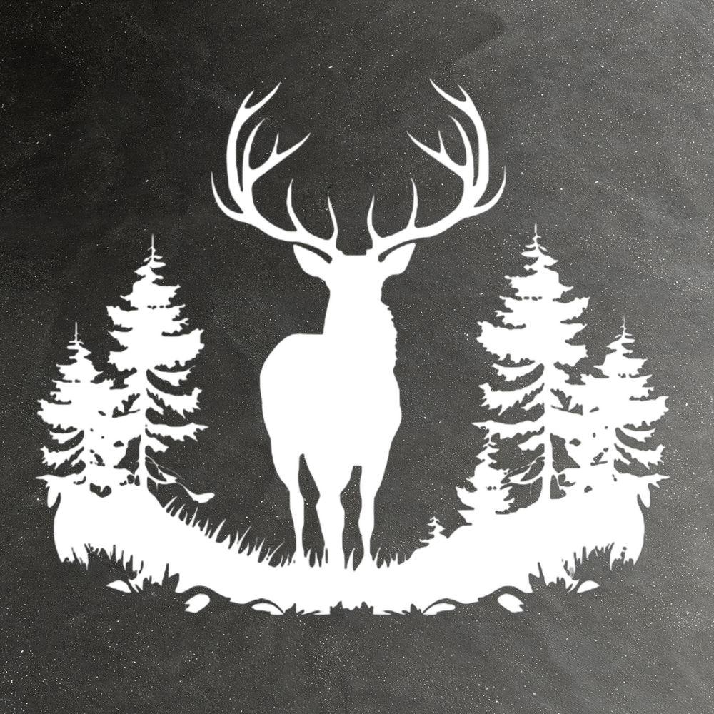 Виниловая наклейка на авто "Силуэт оленя в лесу"