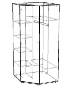 Шкаф угловой МИЯКО /853*1900*853/ левый анкор темный / аква