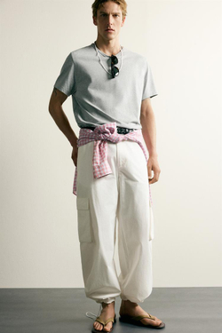 ZARA ДЖОГГЕРЫ КАРГО RELAXED FIT, БЕЛЫЙ