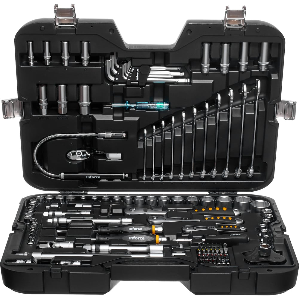 Набор инструментов Inforce 120 предметов 1/2" &amp; 3/8" &amp; 1/4", Сталь Cr-V, Профессиональный, 06-07-20
