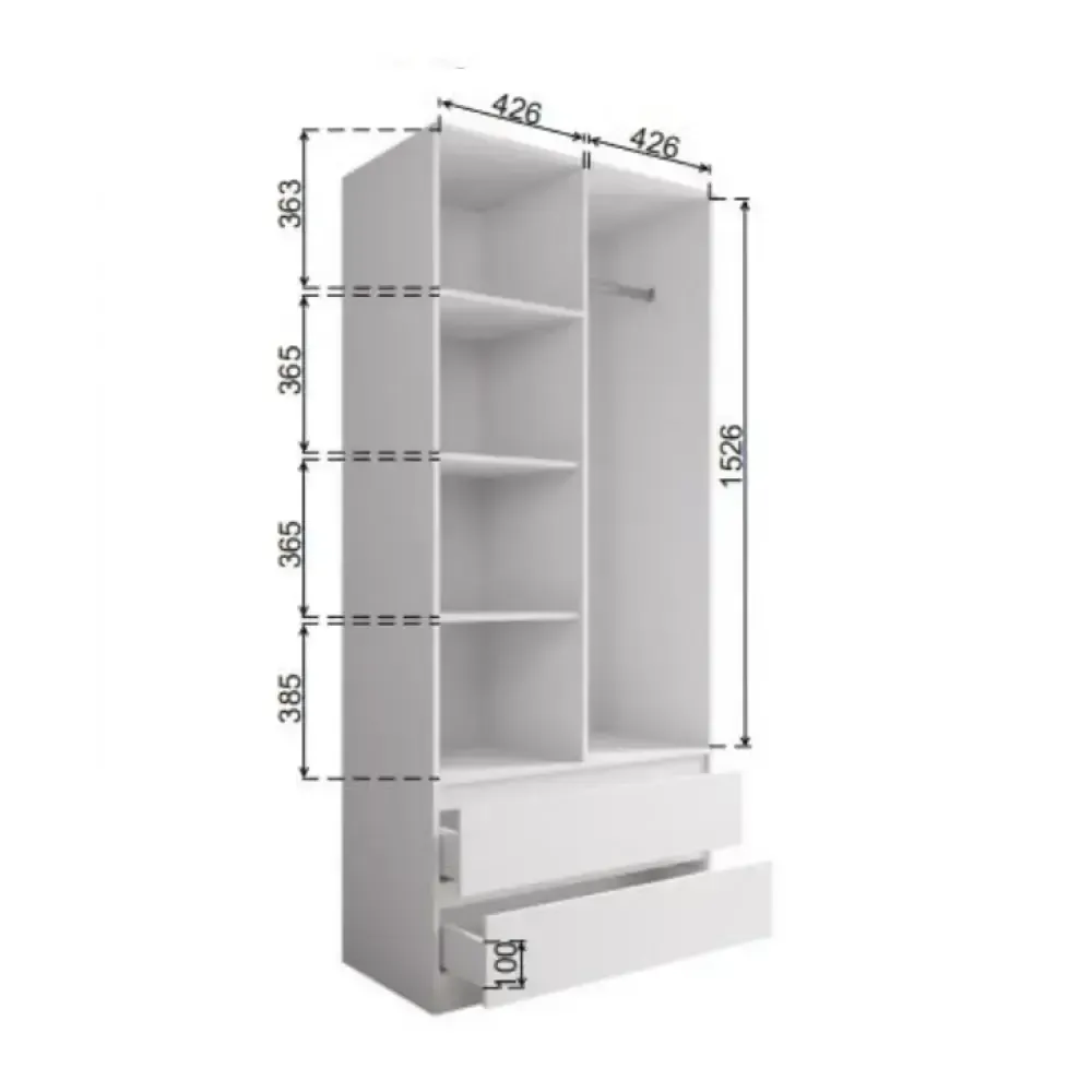 МС Мори Шкаф МШ 900.2 (МП/3) Белый