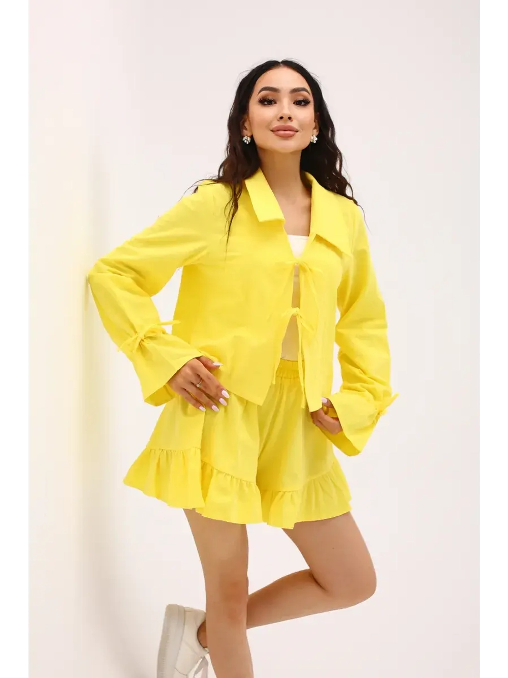 Костюм летний двойка с шортами и рубашкой