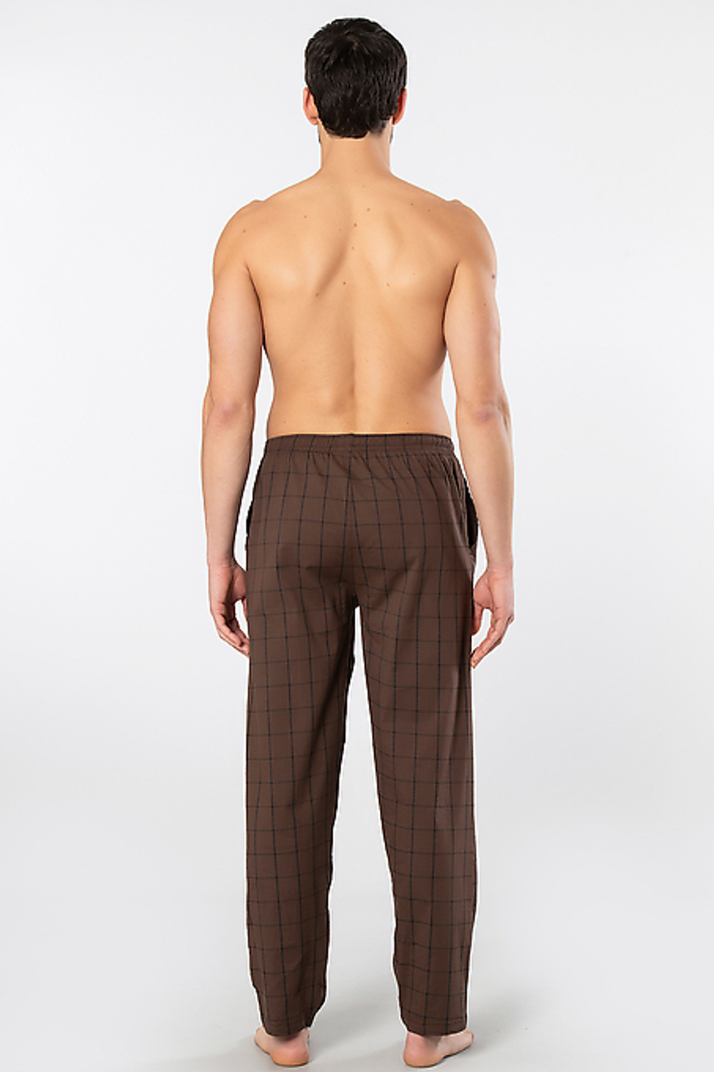 Брюки домашние мужские коричневый крупная клетка
