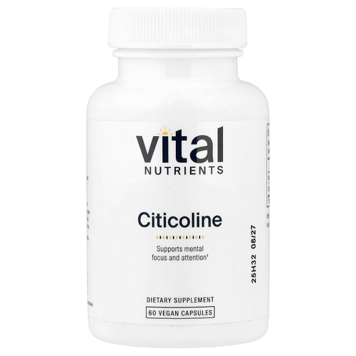 Vital Nutrients, цитиколин, 60 веганских капсул