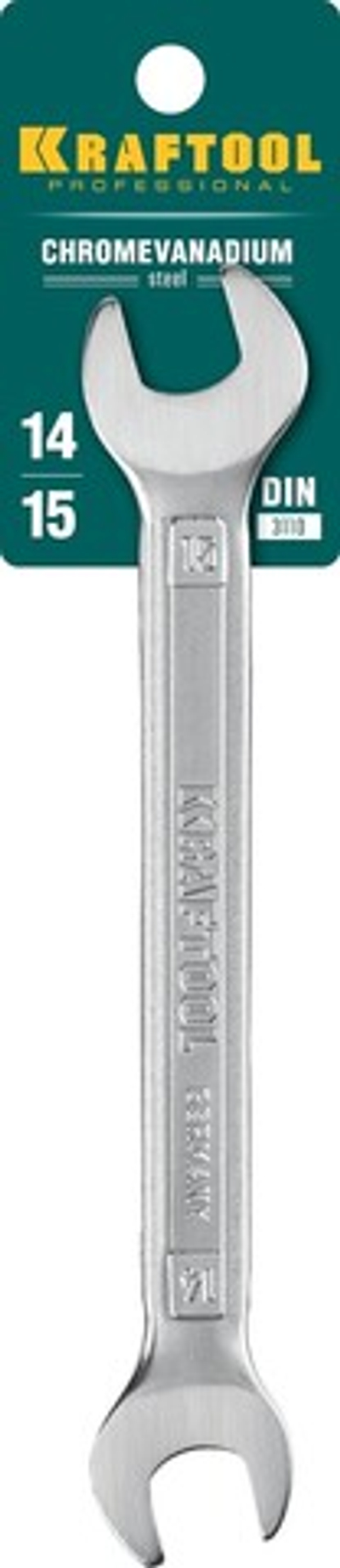 KRAFTOOL 14 х 15 мм, рожковый гаечный ключ (27033-14-15)