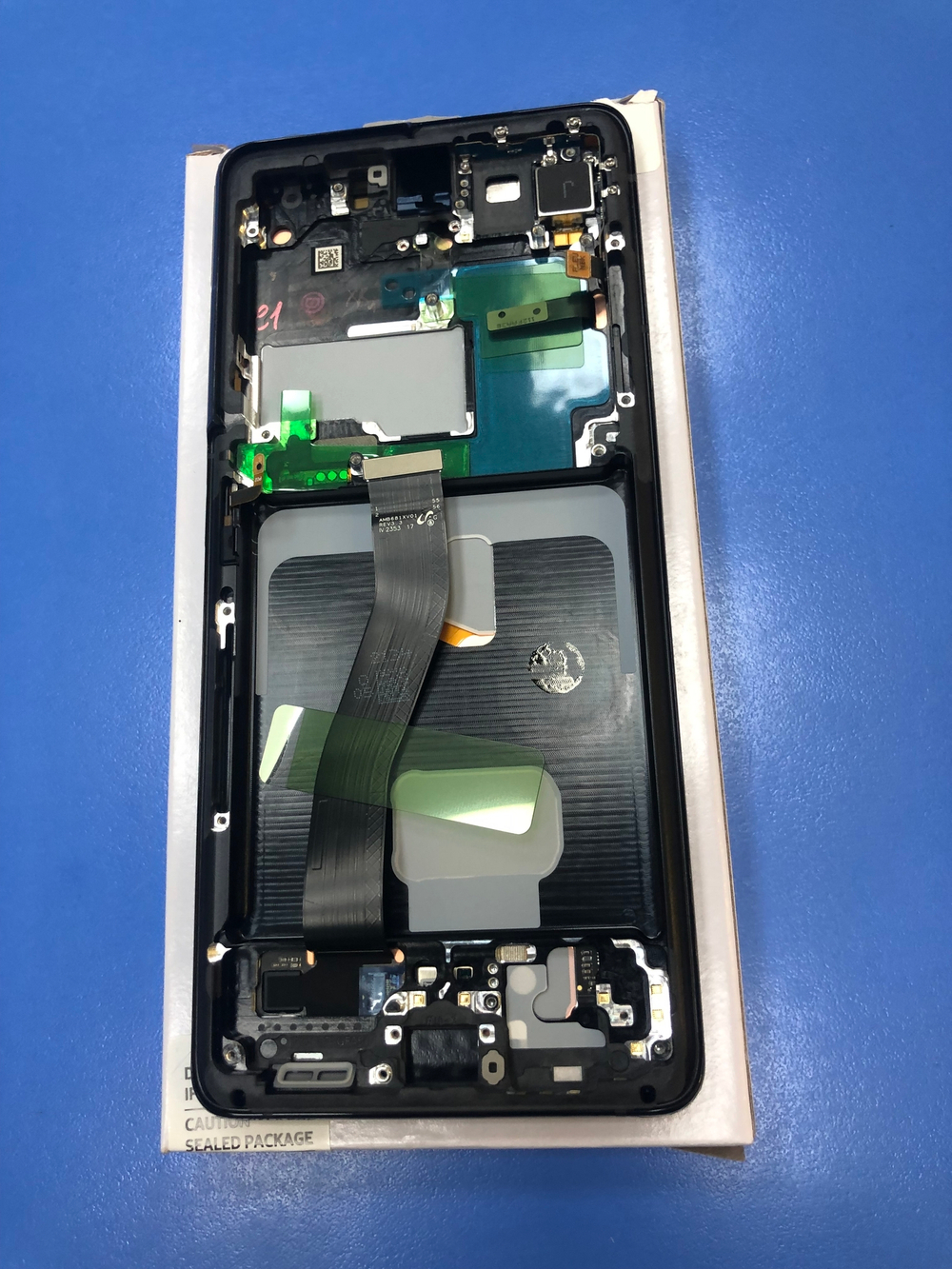 Самсунг G998 Galaxy S21 Ultra  Дисплей в сборе с тачскрином и рамкой чёрный Оригинал