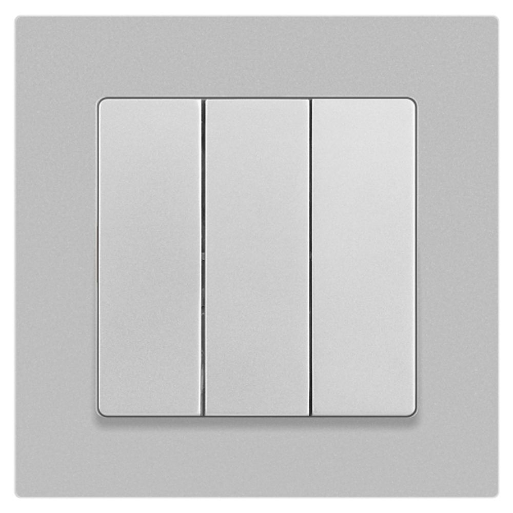 Выключатель Intro Accent 6-106-03 тройной, 10А-250В, IP20, СУ, AL/CU, алюминий | Intro