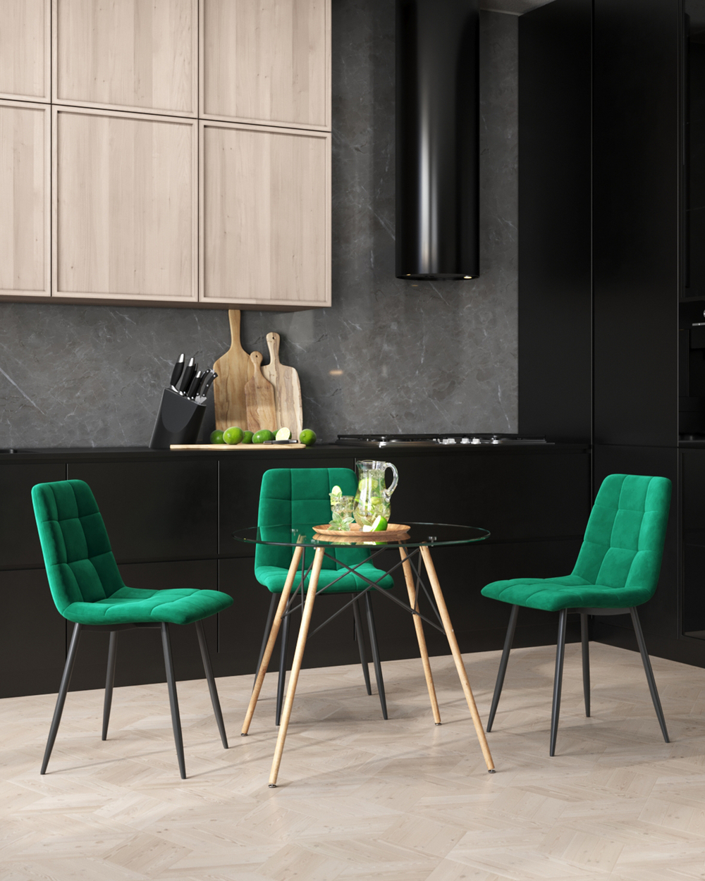 Стол Eames DSW NEW D80 стеклянный