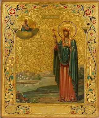Антонина Никейская святая мученица. Деревянная икона на левкасе