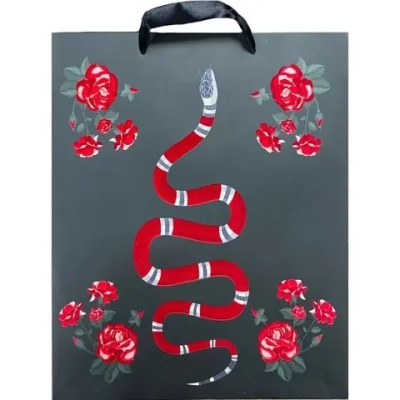 Пакет подар.с мат.лам.и флокир.26*32*10см(L) Красная змея, 210г