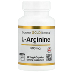 California Gold Nutrition, L-аргинин, 500 мг, 60 растительных капсул